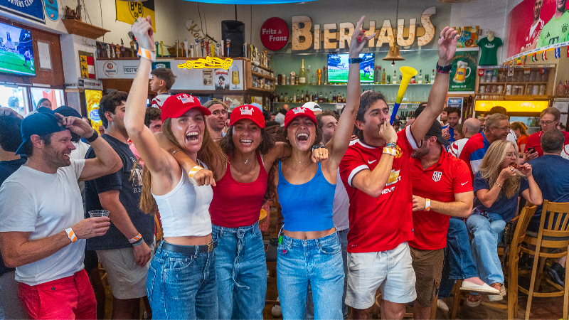Fans celebrate U.S. victory at Fritz & Franz Bierhaus in Coral Gables, FL