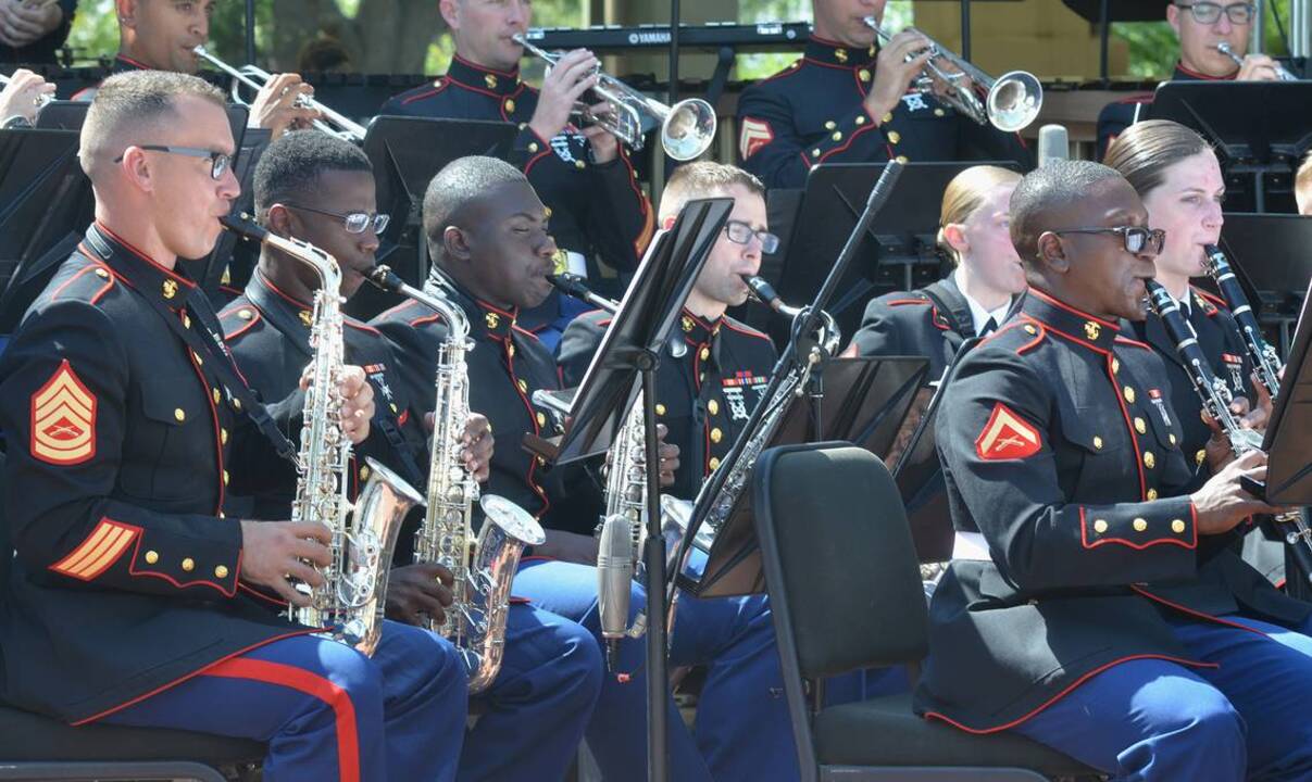 A real footlifter — The Parris Island Marine Band performs in Beaufort