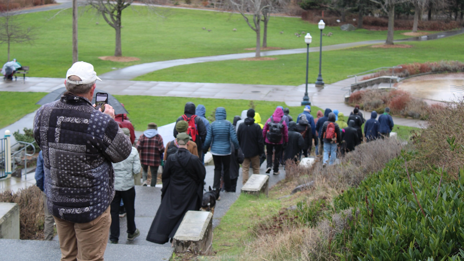 Bellingham community members join together for silent interfaith peace walk