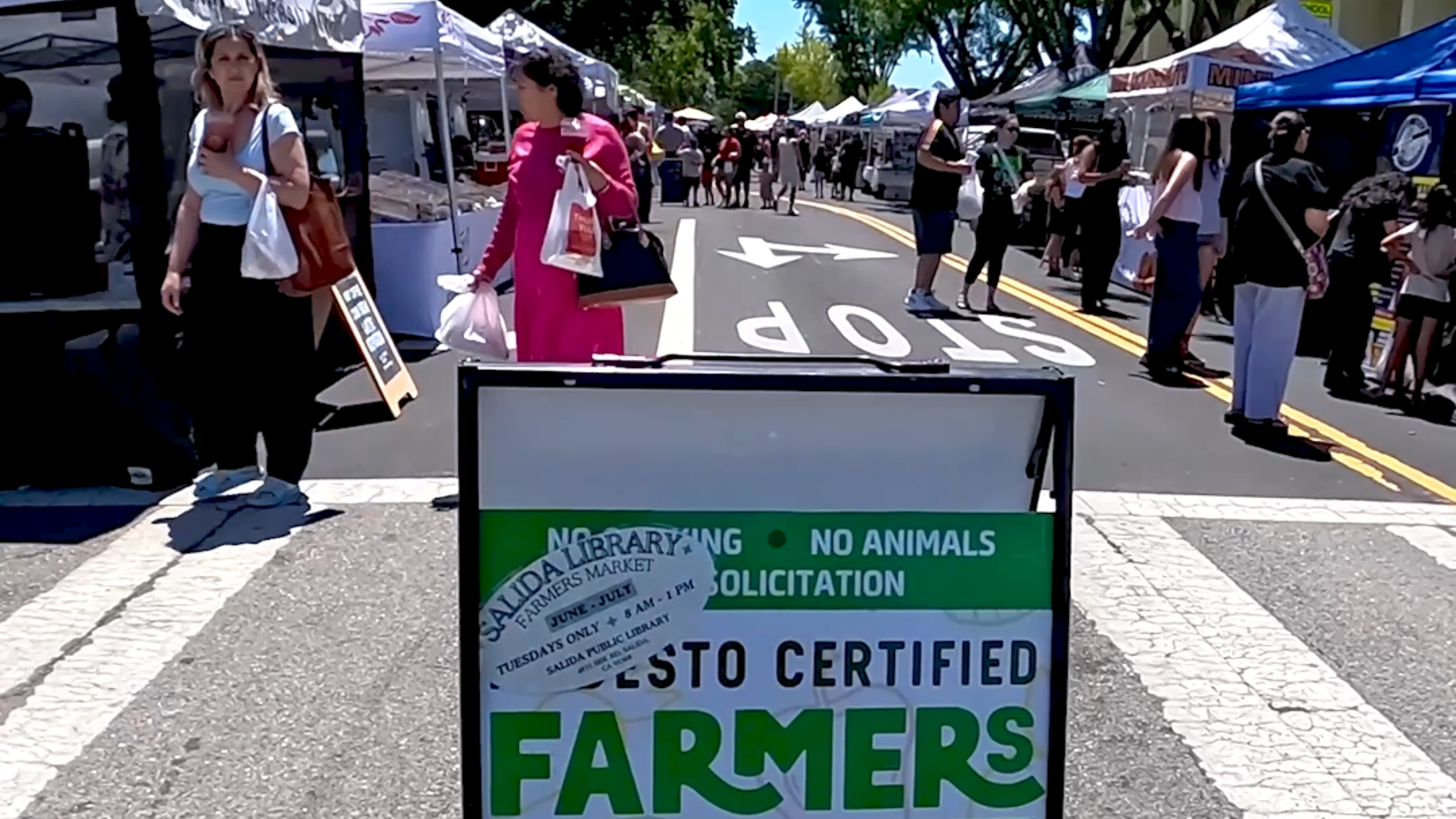 Walk through Modesto downtown farmers market