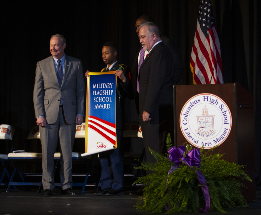 ‘It’s not a cliquish school.’ Columbus High awarded for welcoming students in military families.