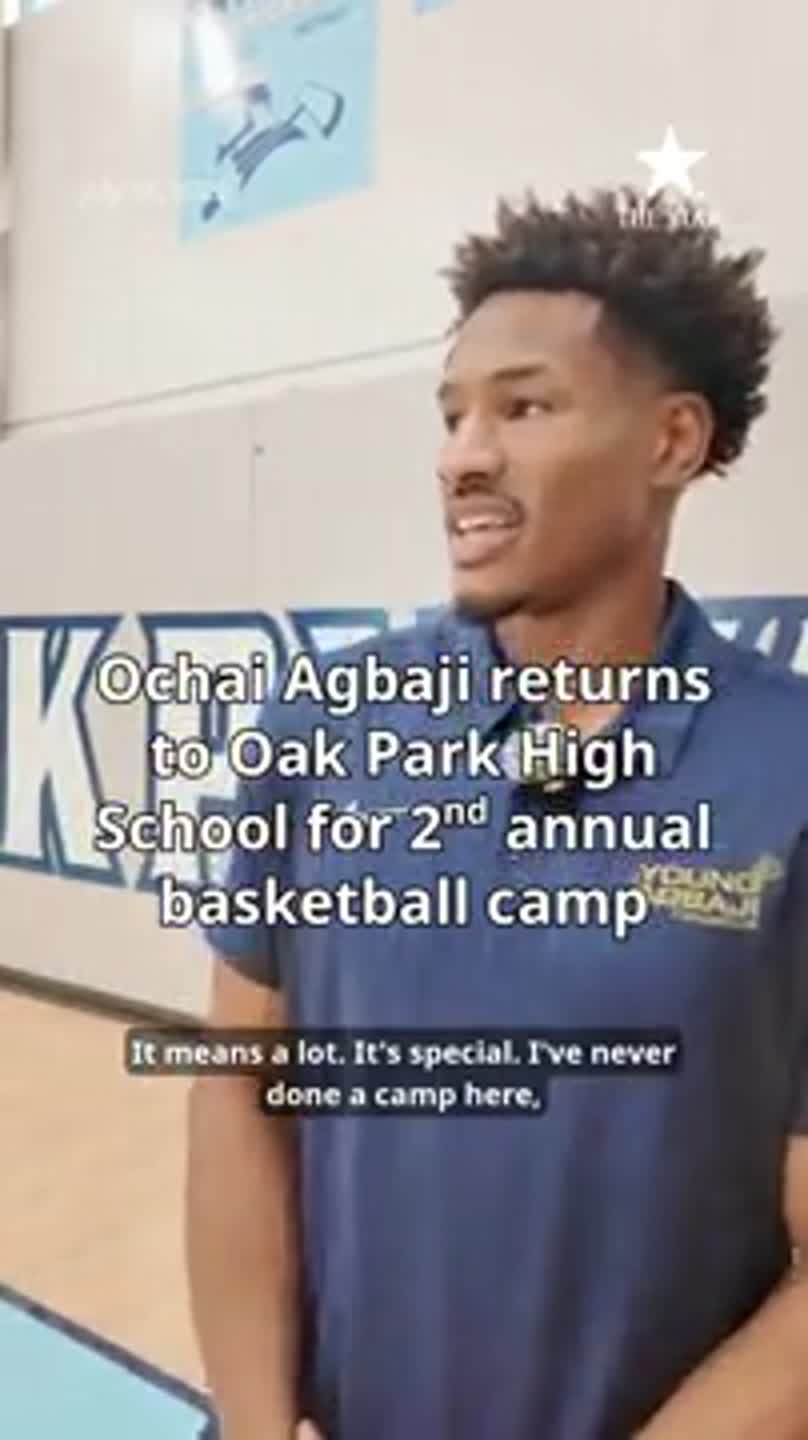 Ochai Agbaji returns to Oak Park High School for second annual basketball camp