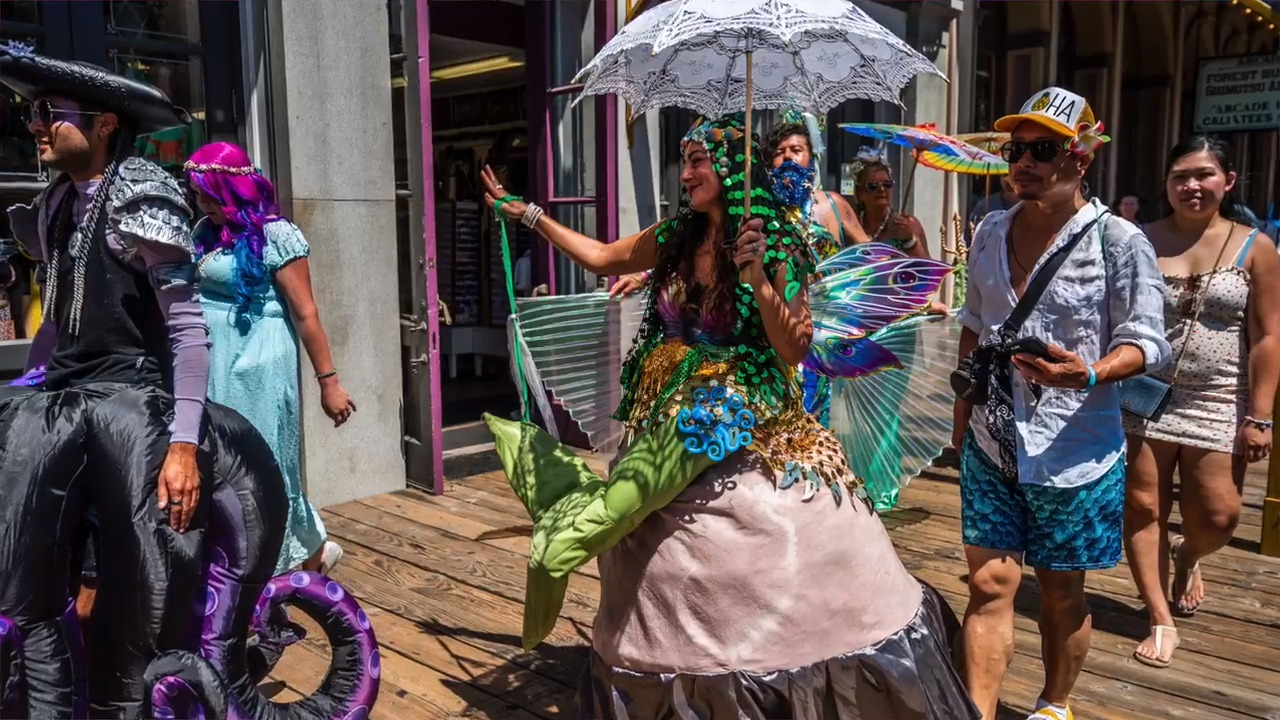 ‘Glitz, glam, sparkles.’ See mermaids parade in Old Sacramento