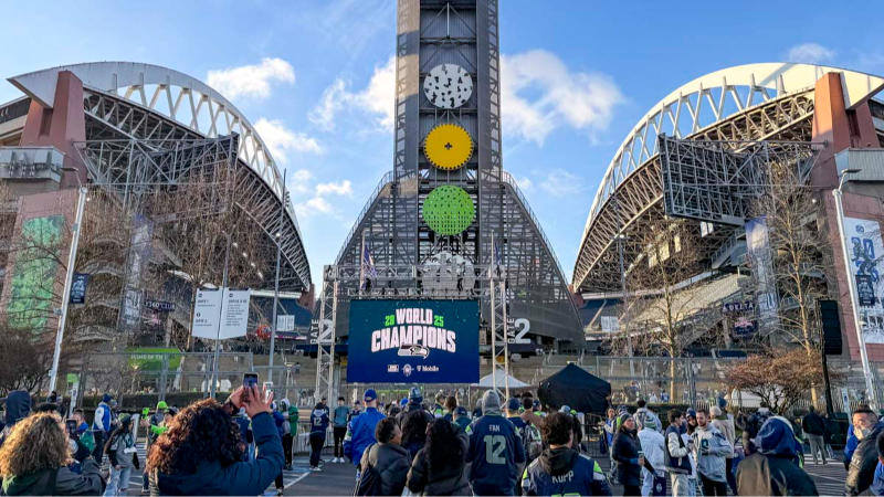 Seahawks fans begin to arrive at Lumen Field for the Super Bowl LX Trophy Celebration