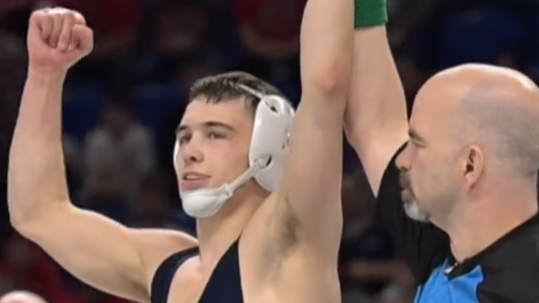 Seven Penn State wrestlers have their hands raised as Big Ten champions