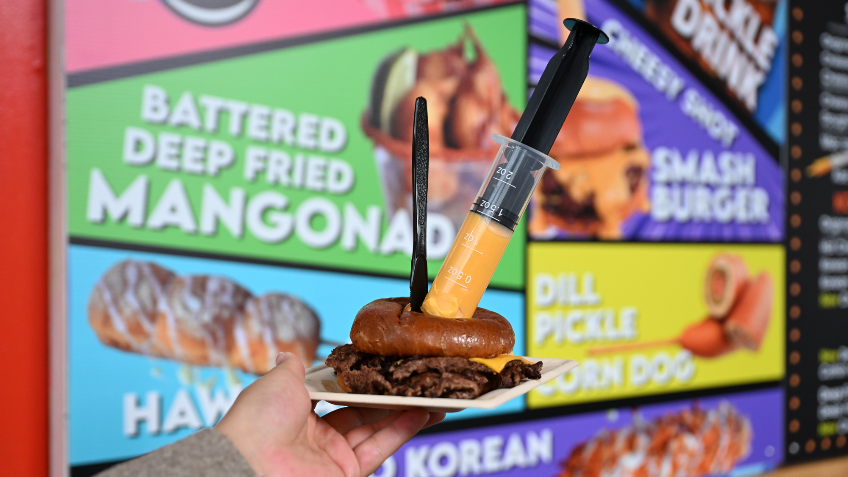Cheese-inject burger, pickled corn dog among new Washington State Fair foods.