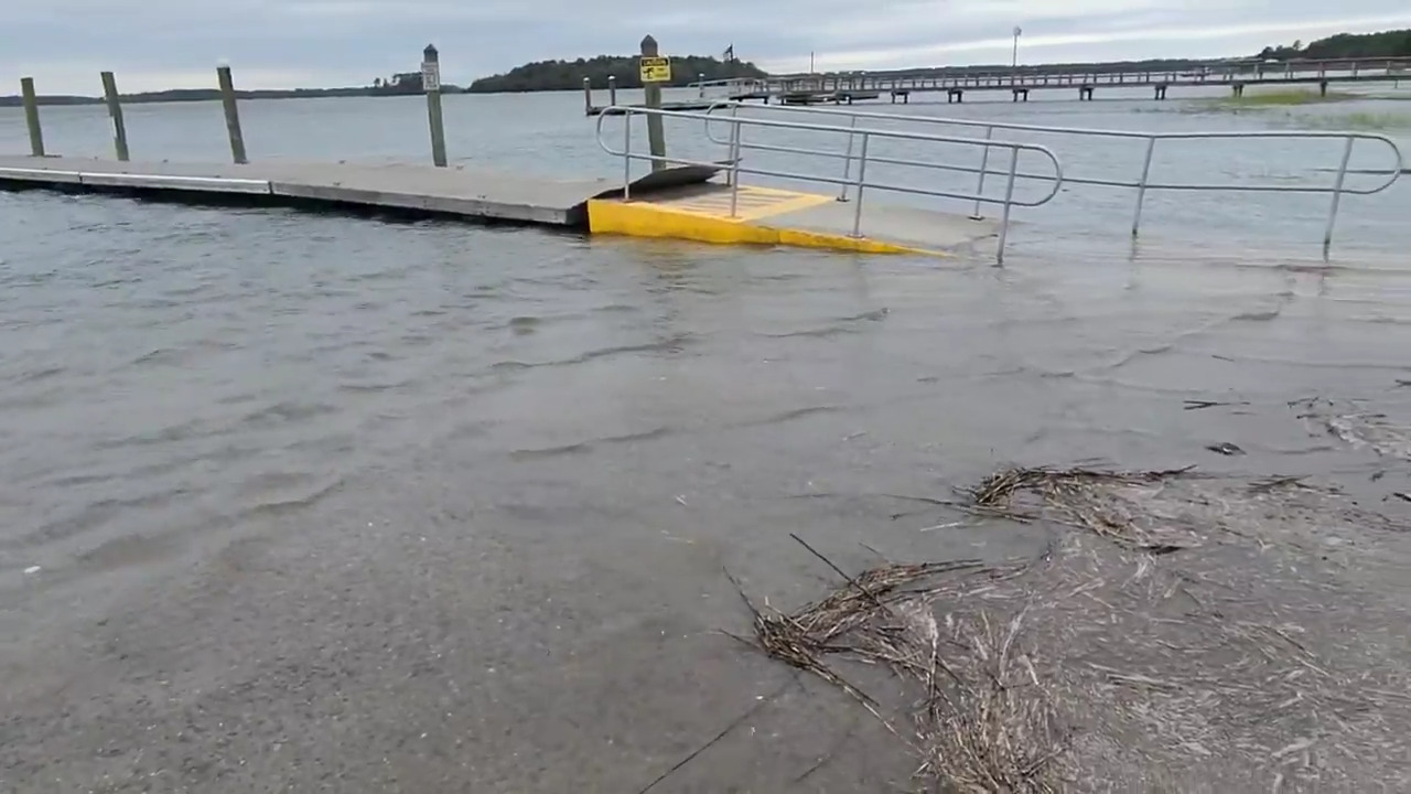 Tropical storm Ian’s storm surge covers boat landing in Bluffton, SC