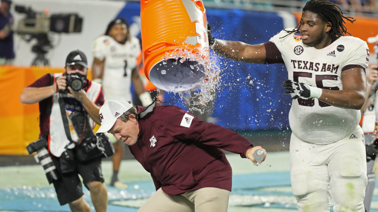 Texas A&M head coach Jimbo Fisher comments on his team’s win in the Orange Bowl