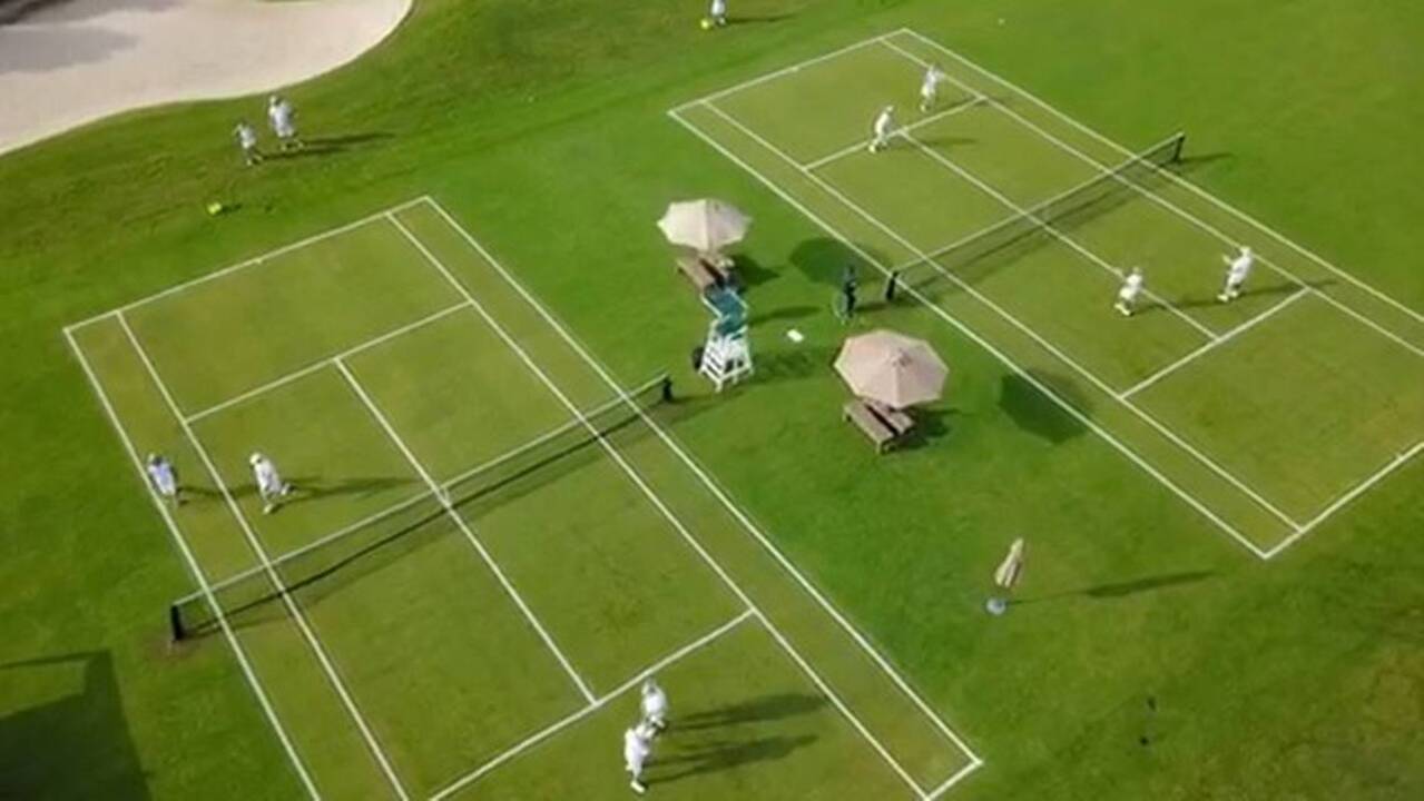 Drone footage shows tennis courts on Lowcountry golf course fairway