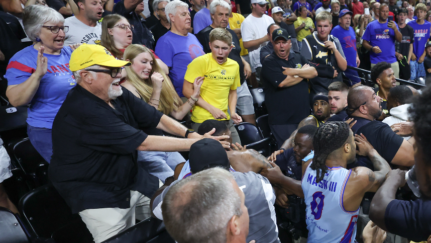 Still camera image sequence between player and fan at TBT game