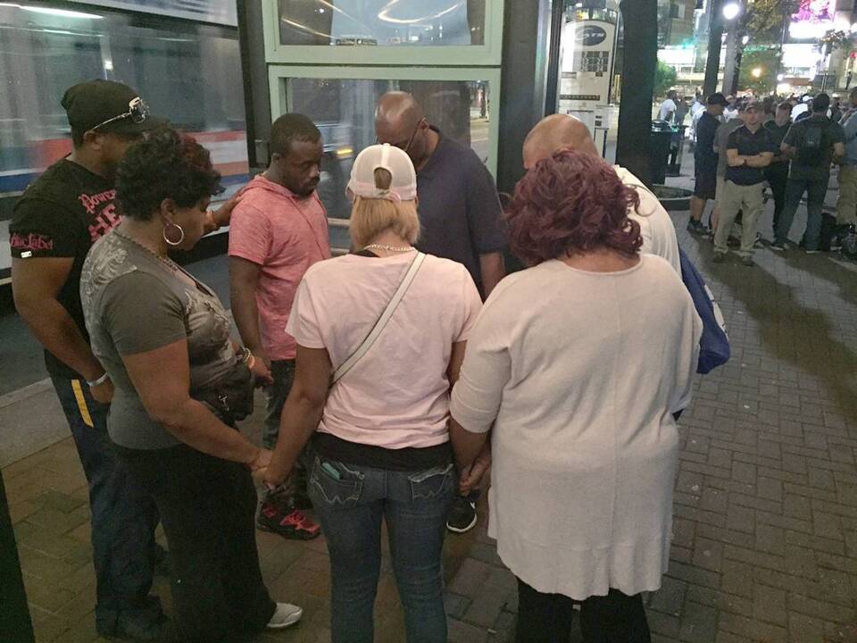 Prayer following Friday's march in Charlotte