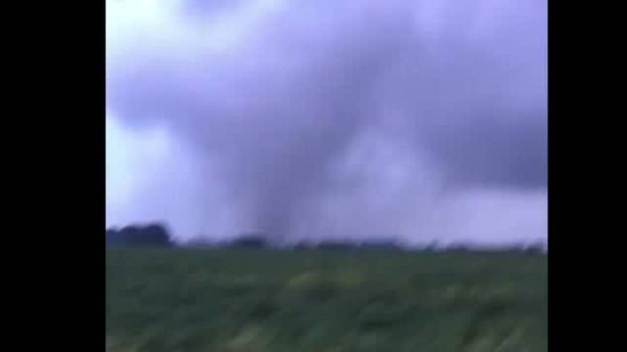 Police video shows tornado near Hoisington, Kansas