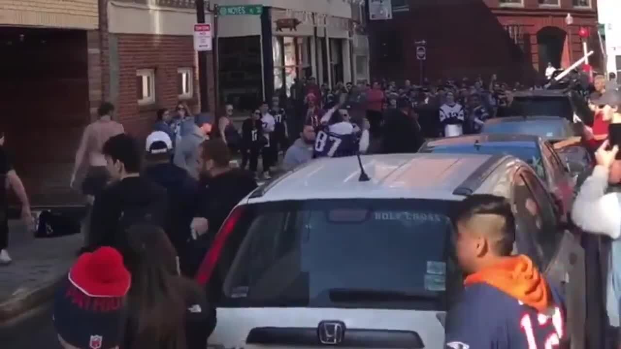 Patriots fans brawl in streets during Super Bowl parade