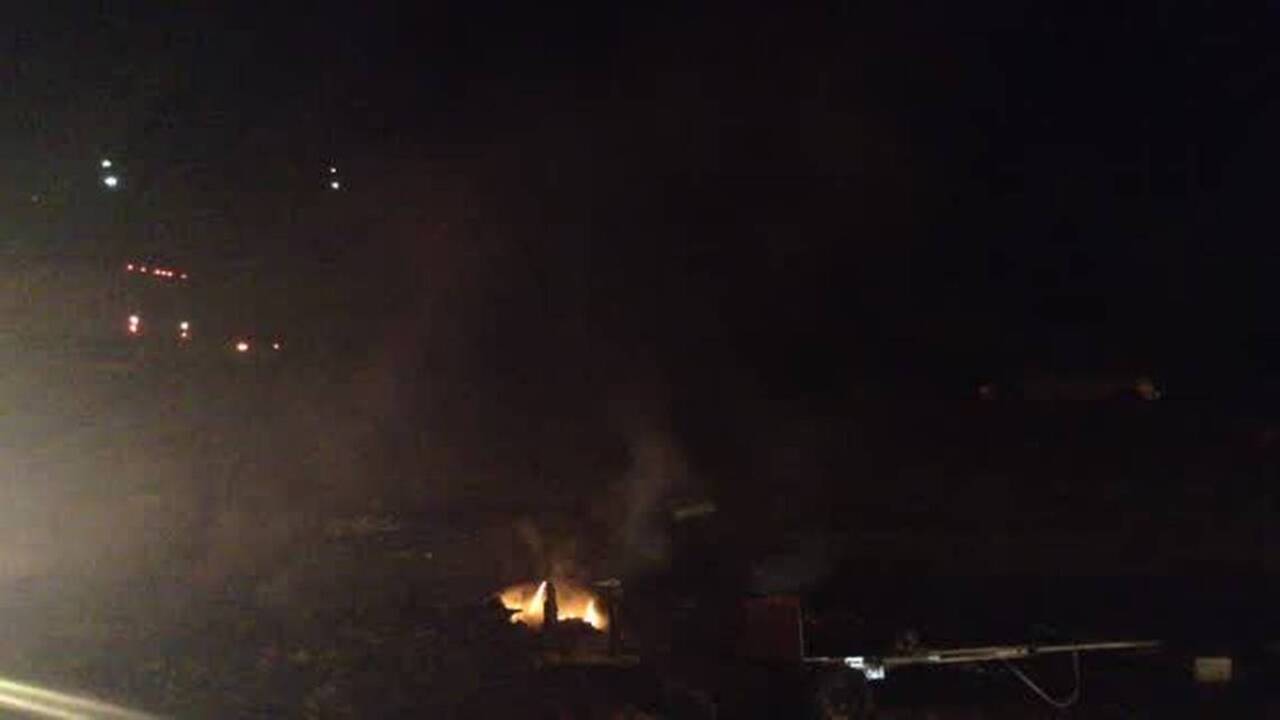 Fire on I-85 during Charlotte protests