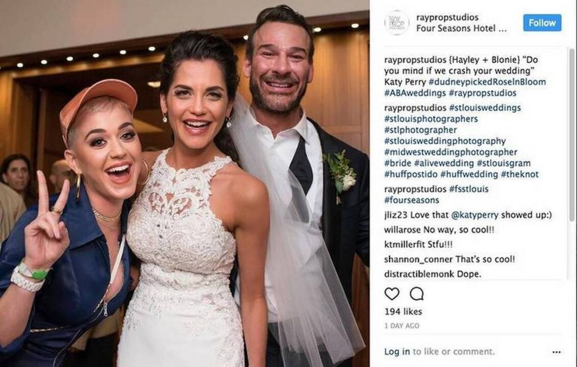 Watch as Katy Perry crashes wedding, dances with bride