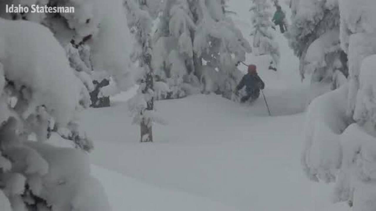 Brundage skiers enjoy a late-February powder day