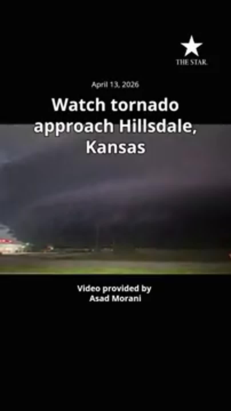 Watch tornado approach Hillsdale, Kansas, Monday night