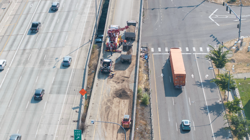 Watch: Crews clean up dump truck overturned on I-5 ramp near Port of Tacoma