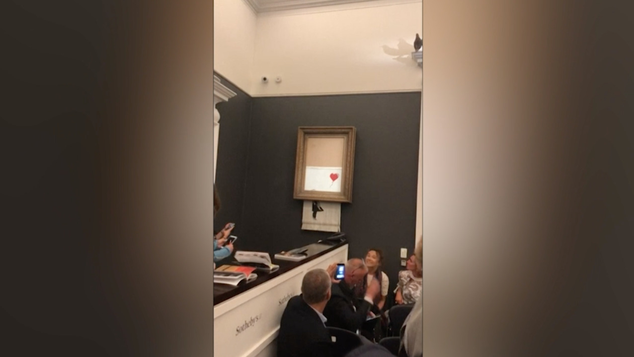 Banksy painting’s frame turns into an art shredder after $1.4 million auction sale