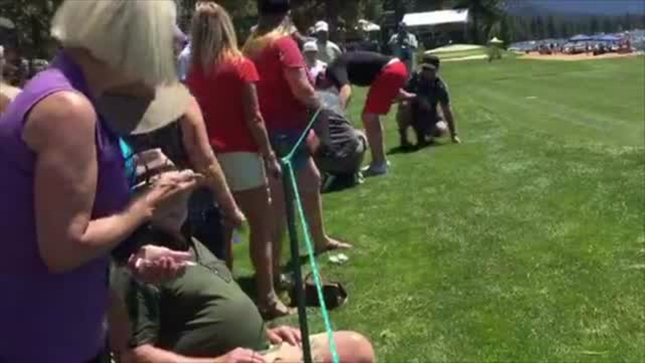 Justin Timberlake consoles woman hit by errant tee shot at celebrity golf event