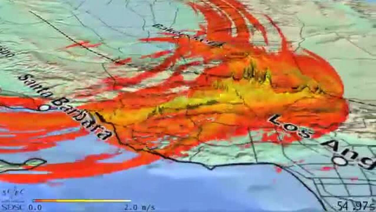 Watch a simulation of an 8.0 earthquake striking Southern California