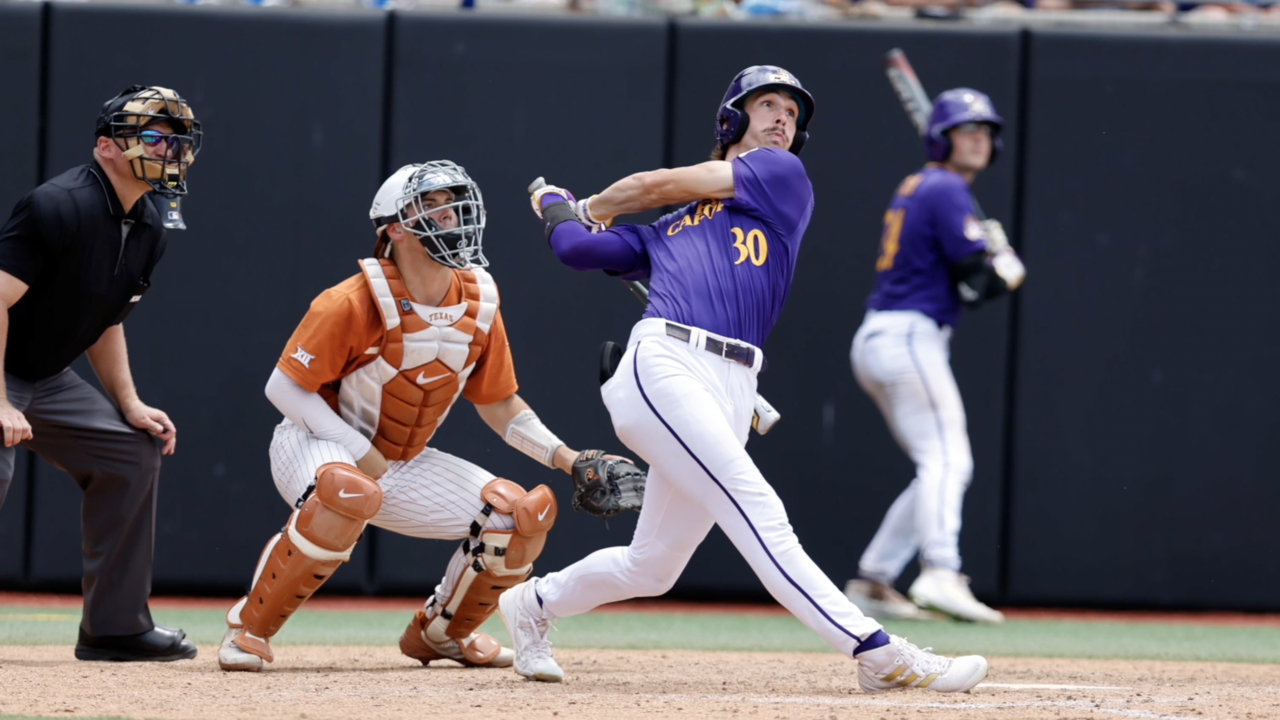 Watch ECU’s Jacob Jenkins-Cowart hammer a three-run homer against Texas in Game 2