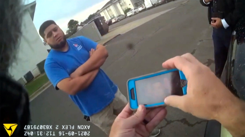 Bodycam video of investigators first contact with defendant Miguel Salguero-Olivares played in trial