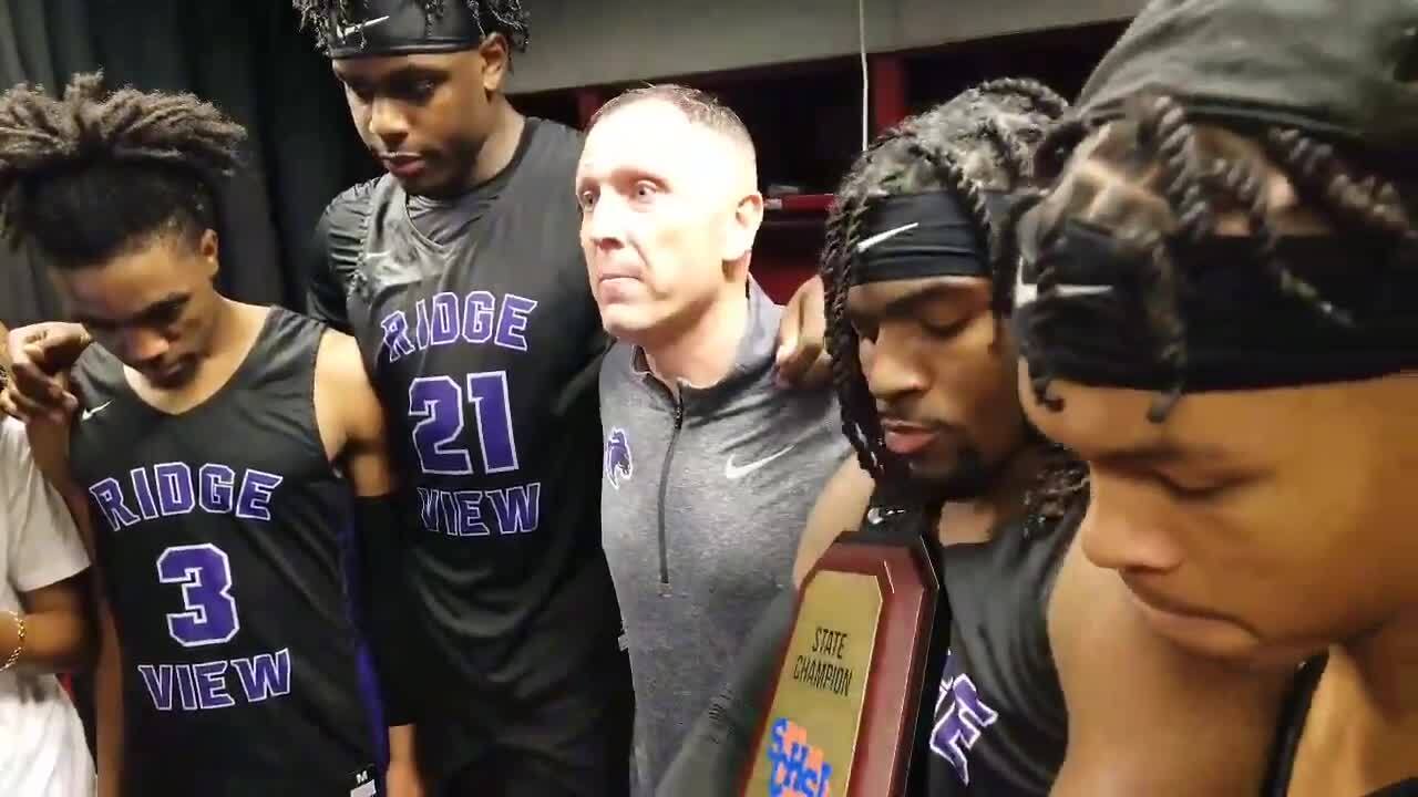 Ridge View boys basketball celebrates third straight title