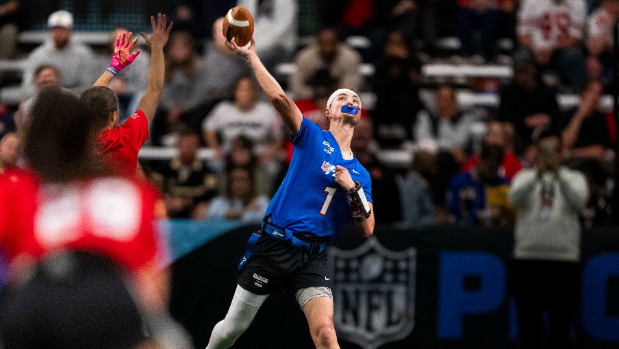 See Sacramento girls flag football player participate at NFL exhibition