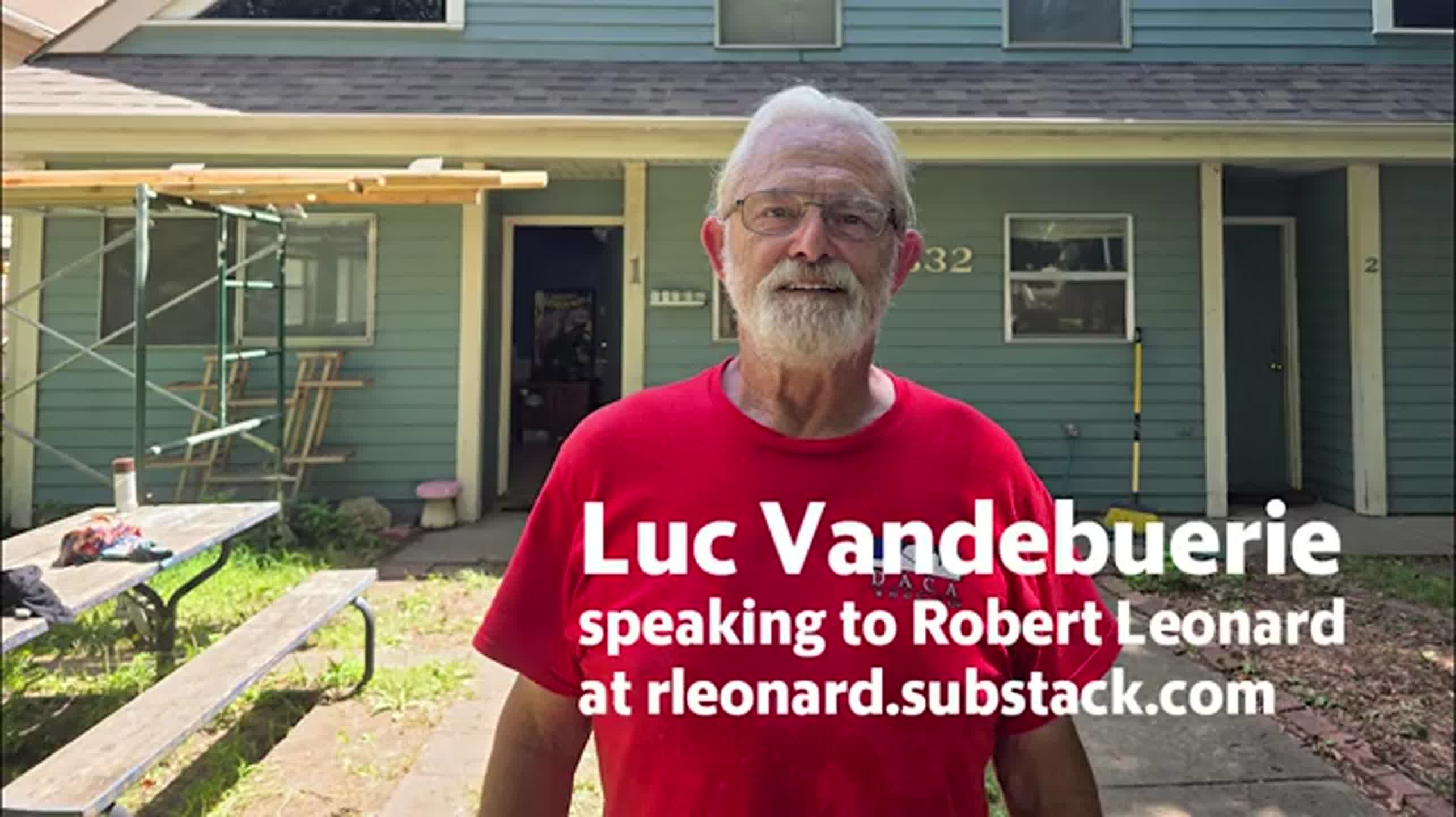Kansas roofer Luc Vandebuerie speaks to Robert Leonard