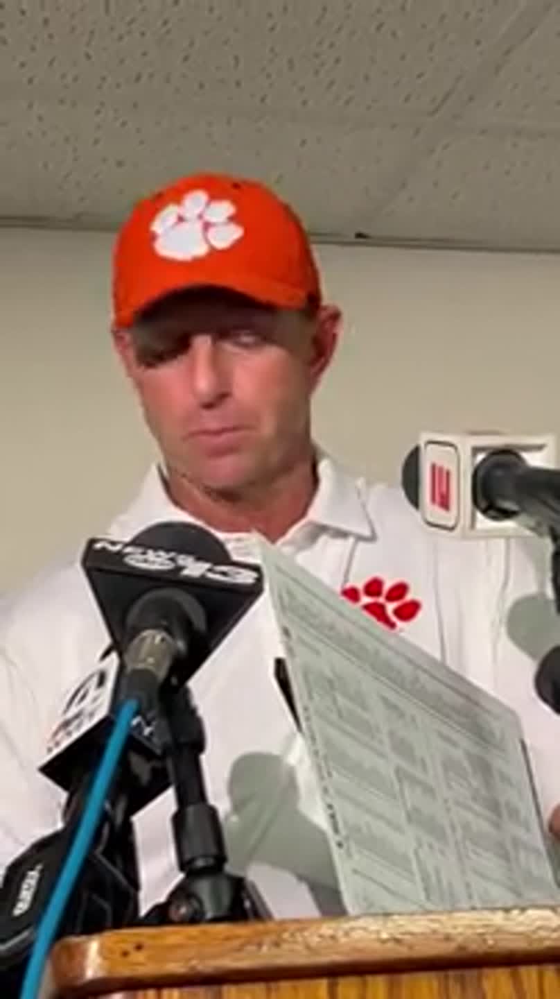 Dabo Swinney reacts after Clemson's loss to LSU