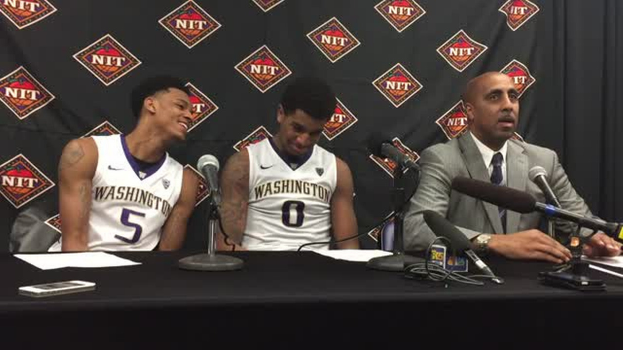 VIDEO: Lorenzo Romar, Dejounte Murray, Marquese Chriss discuss Huskies' NIT victory