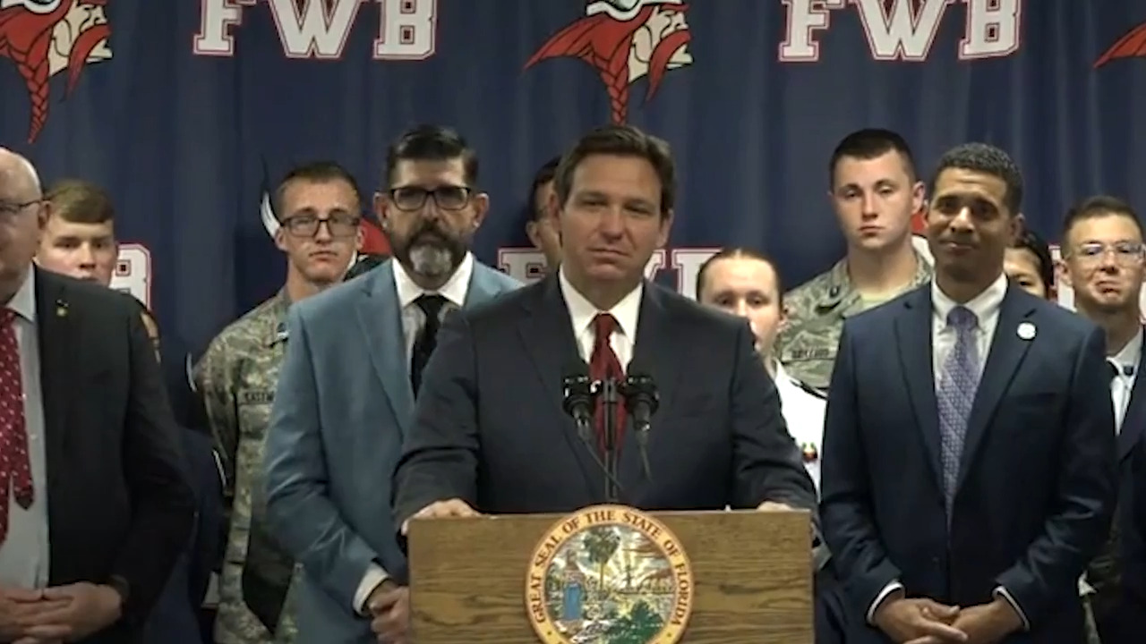 When DeSantis is asked about Trump, he aims his response at “corporate media” instead