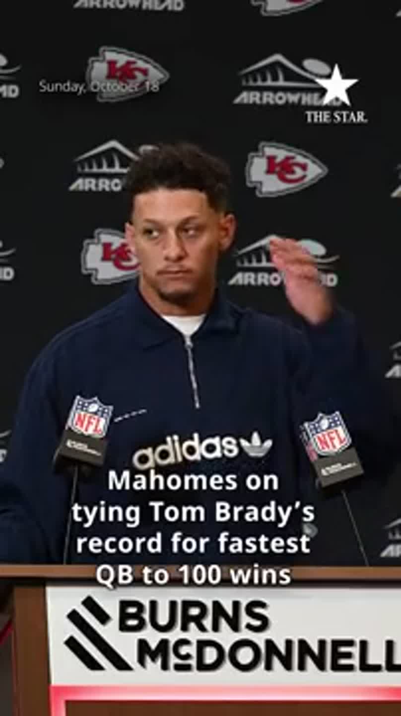 Mahomes on tying Tom Brady's record for fastest QB to reach 100 wins