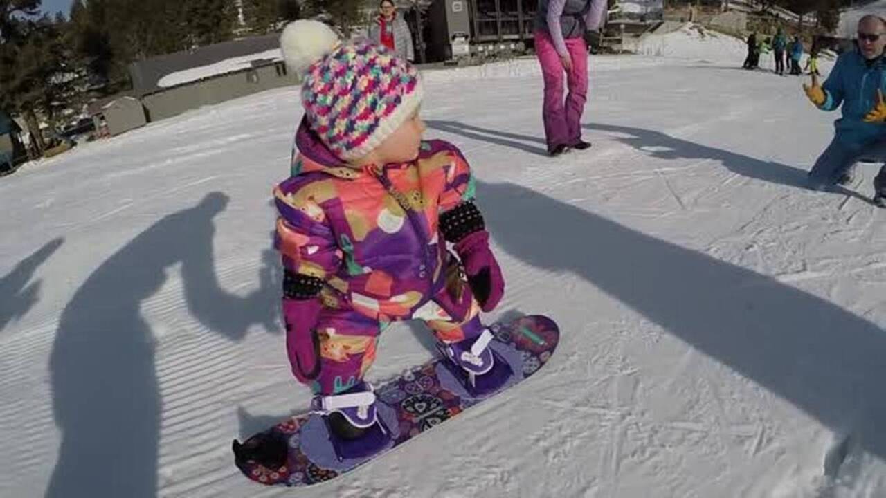 She's not even a year old, but she has already taken on the slopes at Bogus Basin