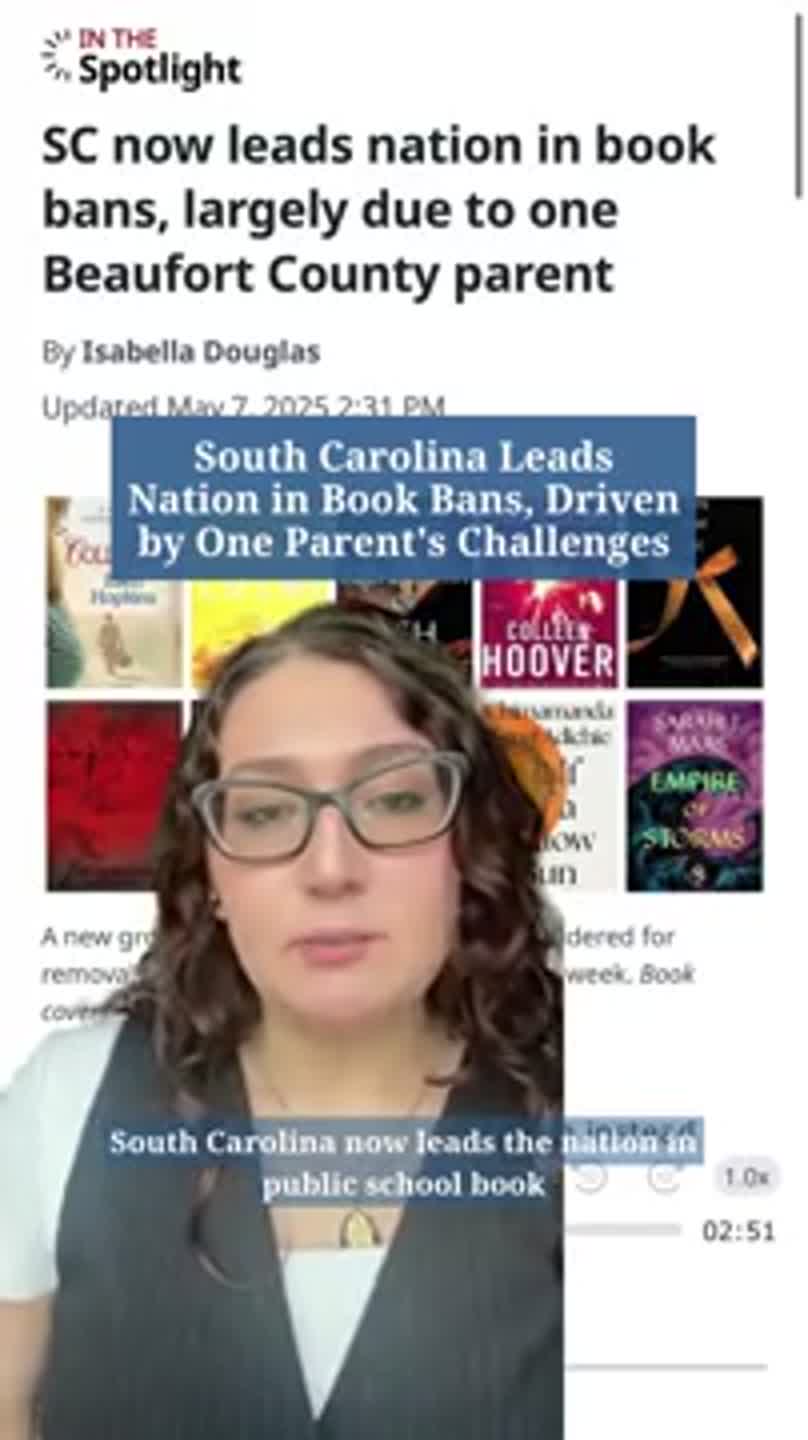 South Carolina Leads Nation in Book Bans, Driven by One Parent’s Challenges