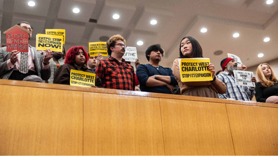 Protesters pack Charlotte City Council to demand pause on I-77 toll project