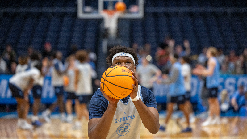 Photo Gallery: The Tar Heels arrive at the University of Dayton Arena and practice for their NCAA Tournament First Four game