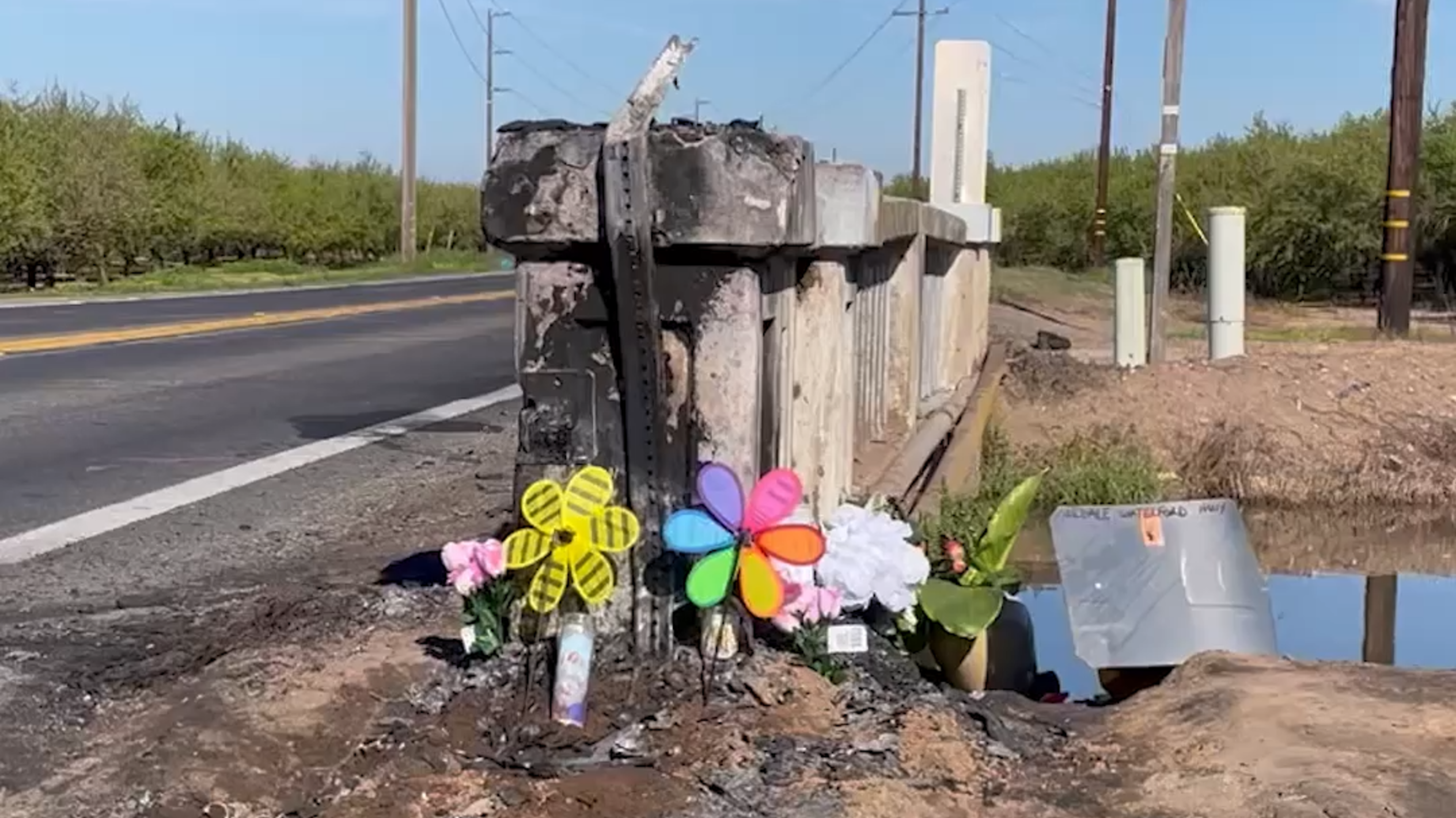Memorial grows at site of fiery crash east of Riverbank that killed four