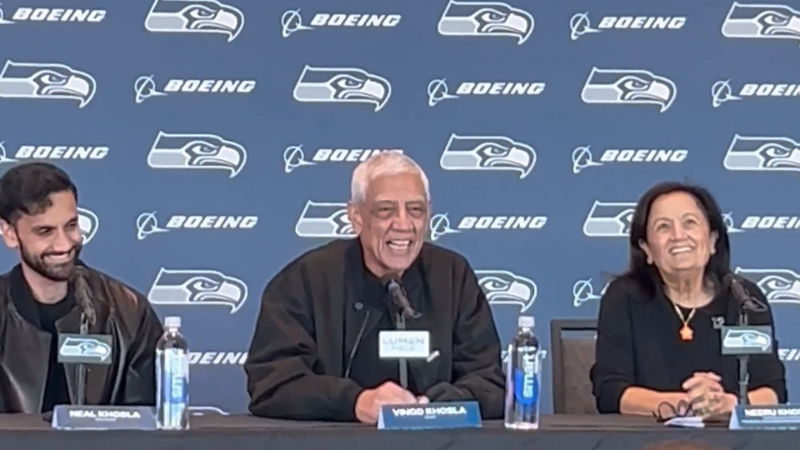 New Khoslas owners on Seahawks football ops, Lumen Field, AI, white throwbacks