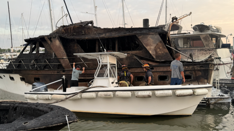 Fire destroys several boats docked on Hilton Head. Footage shows aftermath