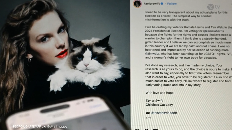 Taylor Swift endorses Kamala Harris after debate