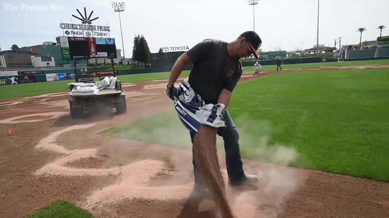 Groundskeepers flip Fresno's field of dreams back to baseball for Grizzlies opening day