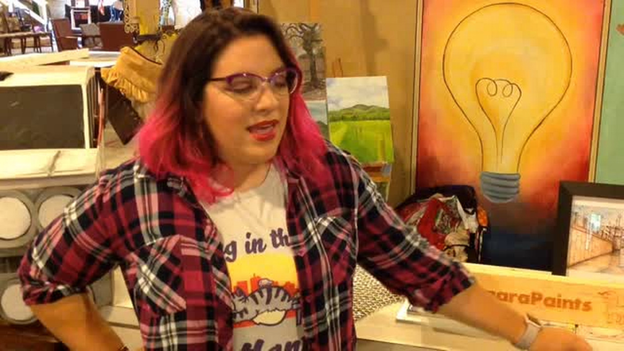 Colorful Tamara Comstock paints for a living and cosplays for fun