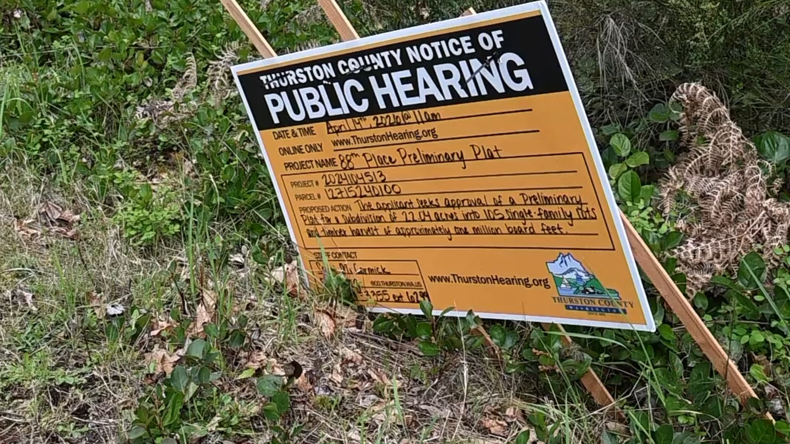 A 105-home subdivision and logging plan in the works for rural Thurston County