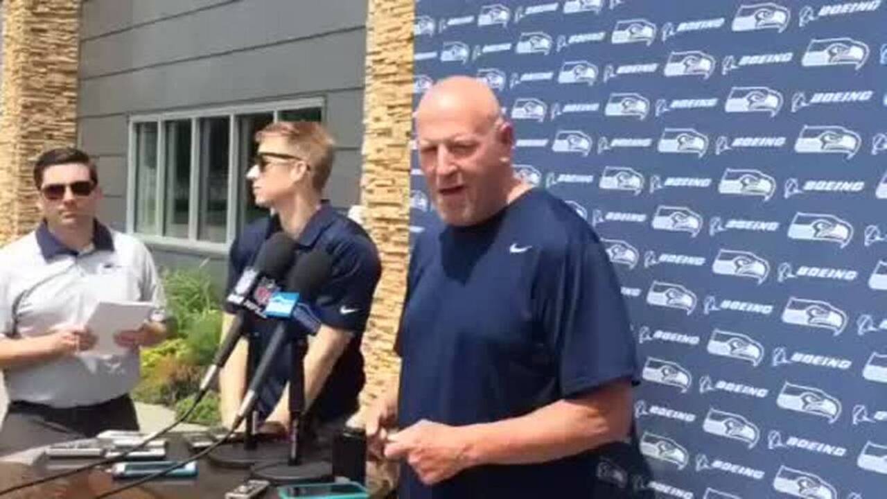 VIDEO: Seahawks OL coach Tom Cable at OTAs