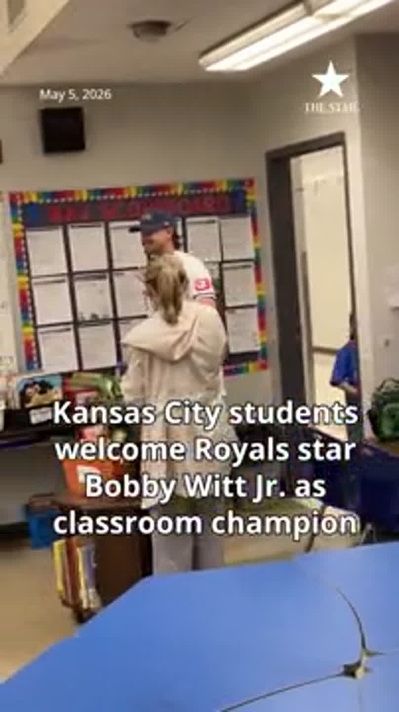 Kansas City students welcome Royals star Bobby Witt Jr. as classroom champion