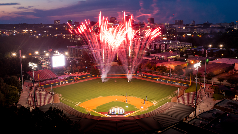 Fireworks over Founders Park for coach Kevin Schnall