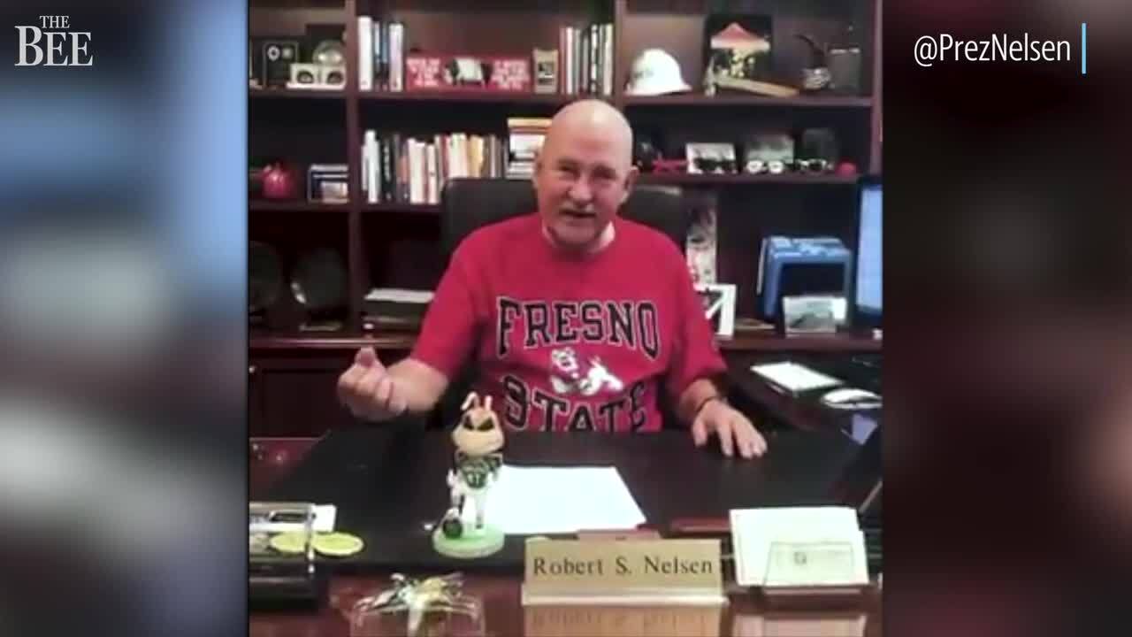 Here’s Sac State president fulfilling bet after football loss to Fresno