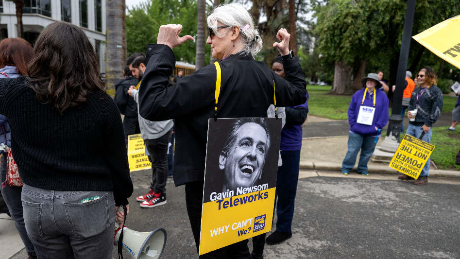 See state workers rally  in Sacramento against return-to-office order by Gov. Newsom